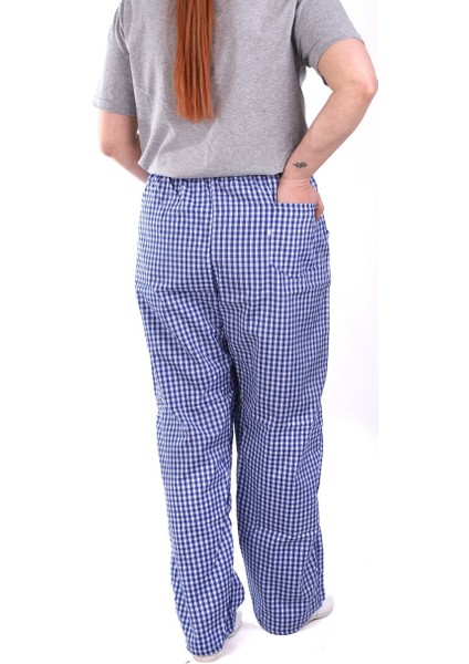 Eser - Pötikare Pantolon - Beli Lastikli - Mavi,beyaz Kareli fiyatları