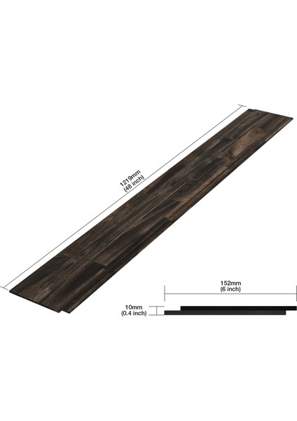 Interbuild Akasya Masif Ahşap Duvar Panelleri Shiplap 1219X152X10 Mm, 5'li Paket, Kahverengi