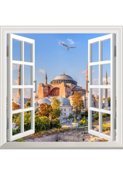 Pencere Poster Duvar Kağıdı Ayasofya Camii Yapışkanlı Sticker