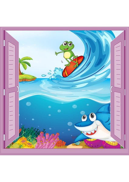 Çocuk Odası Bebek Odası Pencere Poster Duvar Kağıdı Deniz