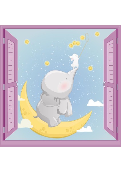 Çocuk Odası Bebek Odası Pencere Poster Duvar Kağıdı Yıldız Toplama