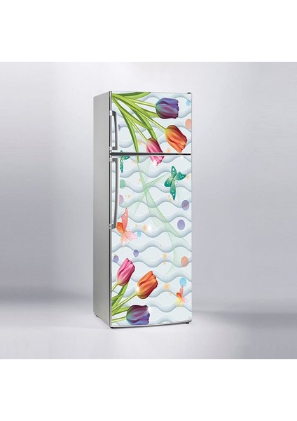 Buzdolabı Sticker Kaplama Dolap Kaplama Etiketi 3D Lale Kelebek