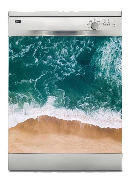 Bulaşık Makinesi Sticker Kaplama Beyaz Eşya Kaplama Deniz Dalga