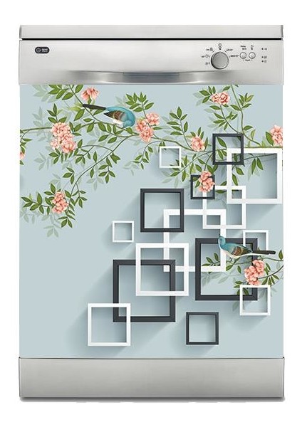 Bulaşık Makinesi Sticker Kaplama Beyaz Eşya Kaplama Kare Kuş