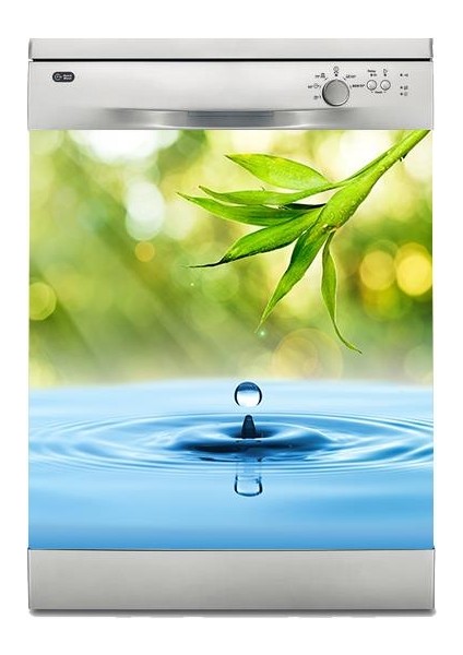 Bulaşık Makinesi Sticker Kaplama Beyaz Eşya Kaplama Yaprak Su Damlası