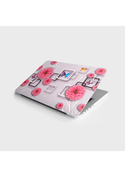 Laptop Sticker Bilgisayar Notebook Pc Kaplama Etiketi 3D Çiçek Kelebek
