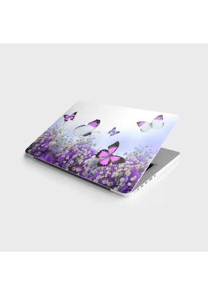 Laptop Sticker Bilgisayar Notebook Pc Kaplama Etiketi Beyaz Çiçek Kelebek