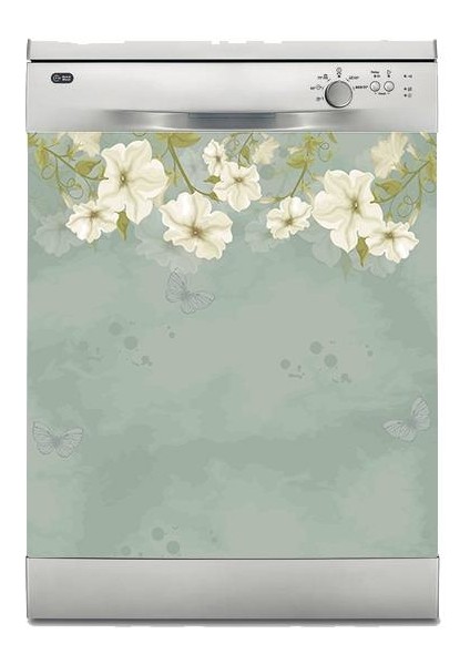 Bulaşık Makinesi Sticker Kaplama Beyaz Eşya Kaplama Zemin Çiçek