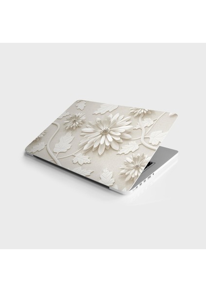 Laptop Sticker Bilgisayar Notebook Pc Kaplama Etiketi 3D Beyaz Yaprak
