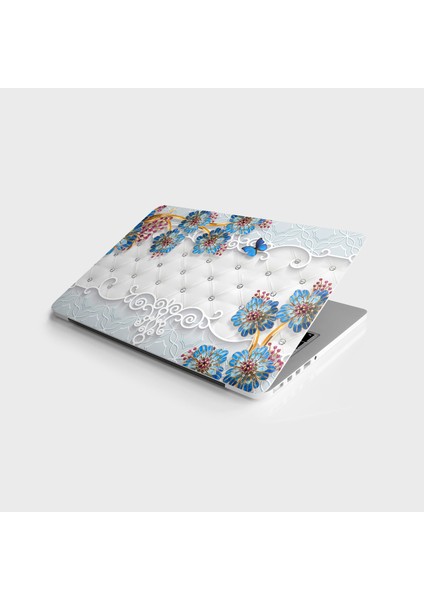 Laptop Sticker Bilgisayar Notebook Pc Kaplama Etiketi Döşeme Mavi Çiçek
