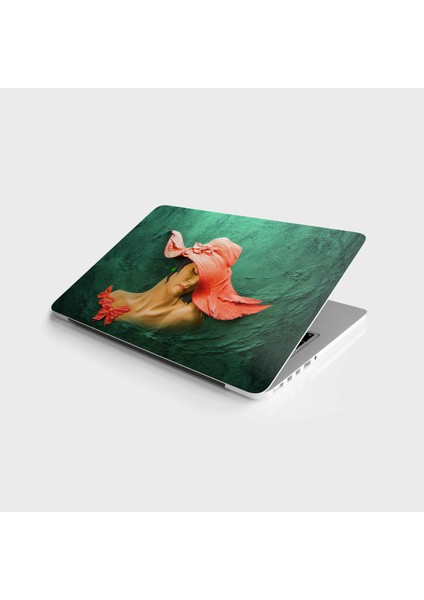 Laptop Sticker Bilgisayar Notebook Pc Kaplama Etiketi Kırmızı Şapkalı Kadın