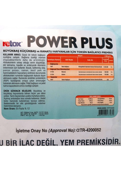 Retox Power Plus Toksin Bağlayıcı Hayvan Yem Katkı