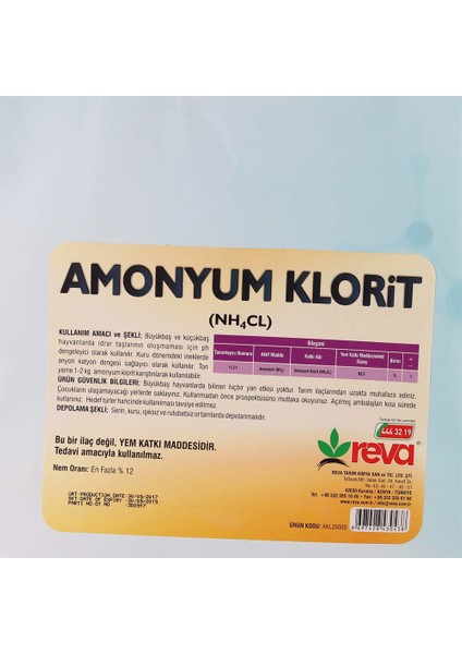 Retox Amonyum Klorit Hayvan Yem Katkı-Premix