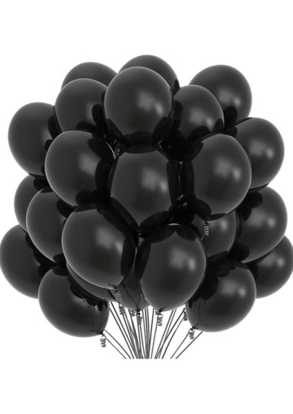 12 Inç Pastel Siyah Balon 20'li