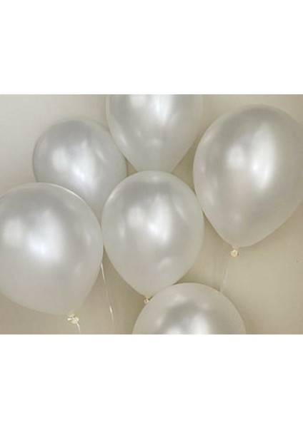12 Inç Metalik Beyaz Balon 25'li