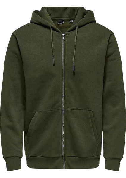 Ceres Life Zip Thr Hoodie Sweat Noos Erkek Haki Sweatshirt 22018684-03