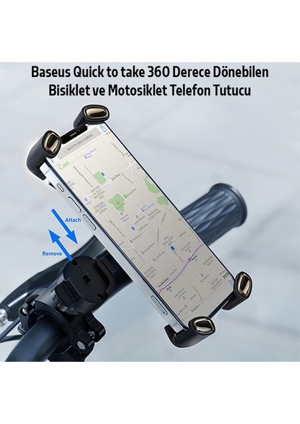 Quick To Take 360 Derece Dönebilen Bisiklet ve Motosiklet Telefon Tutucu