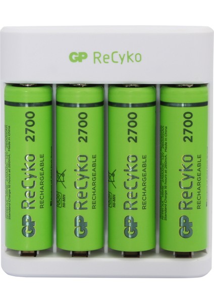 Gp Recyko E411 USB Aa-Aaa Şarj Cihazı Gp Recyko 2700 Serisi Aa Kalem Pil 4'lü