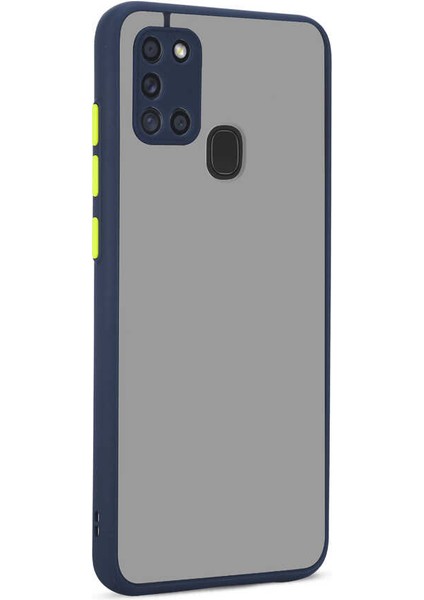 Galaxy A21S Kılıf Zore Hux Düğme ve Kapak Zıt Renk Kılıf