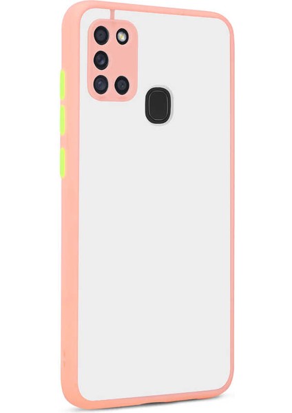 Galaxy A21S Kılıf Zore Hux Düğme ve Kapak Zıt Renk Kılıf