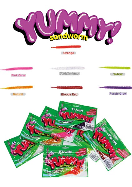Fujın Yummy Sandworm 7cm Lrf Silikonu-Red