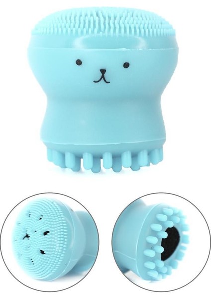 Ahtapot Şekilli Peeling Silikon Cilt Temizleme Fırçası Açık Mavi Renk Mujgan