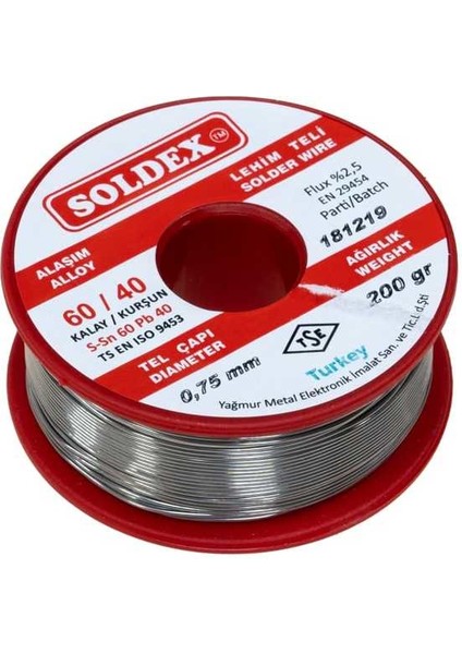 0.75 mm 200 G Lehim Teli (%60 Sn / %40 Pb)
