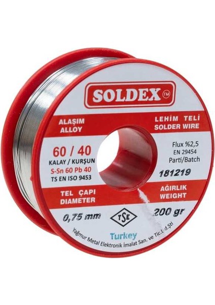 0.75 mm 200 G Lehim Teli (%60 Sn / %40 Pb)
