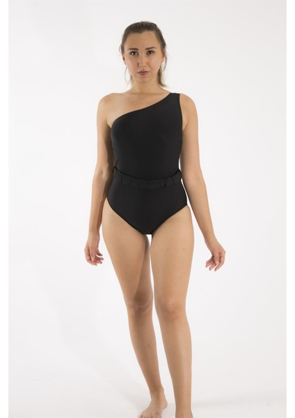 Tek Omuzlu Siyah Bel Kemeri Detaylı Mayo fiyatları