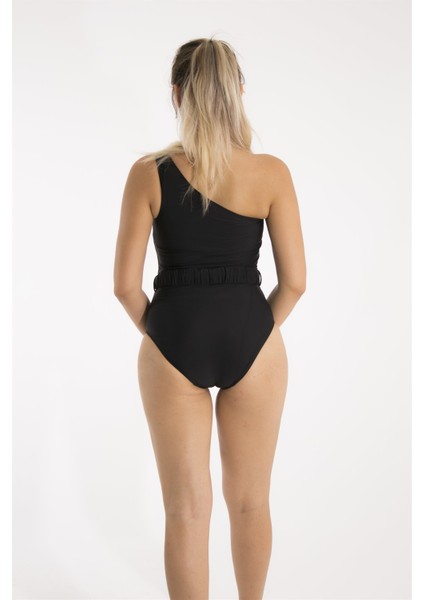 Tek Omuzlu Siyah Bel Kemeri Detaylı Mayo modelleri