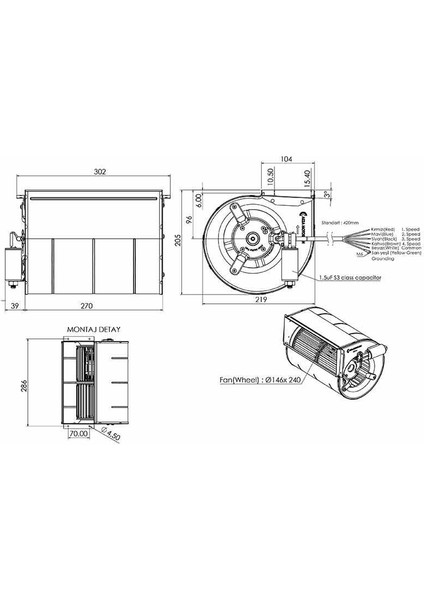 Aks 146-240 Fancoil Fanı