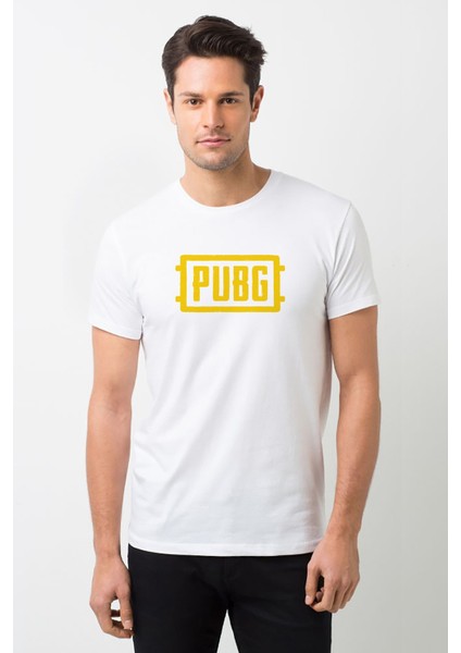 Pubg Baskılı Beyaz Erkek Örme Tshirt