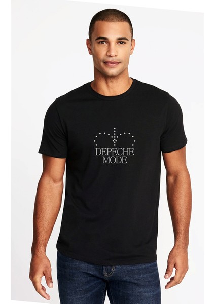 Depeche Mode Baskılı Siyah Erkek Örme Tshirt