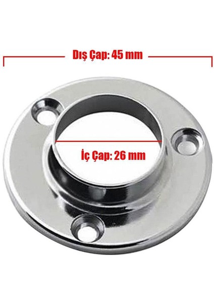 Askı Flanşı Krom Daire Dolap Elbise Askı Aparatı (2 Adet)