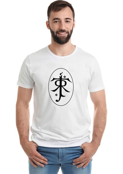 Of The Rings Jrrt Jrr Tolkien Baskılı Beyaz Erkek Örme Tshirt