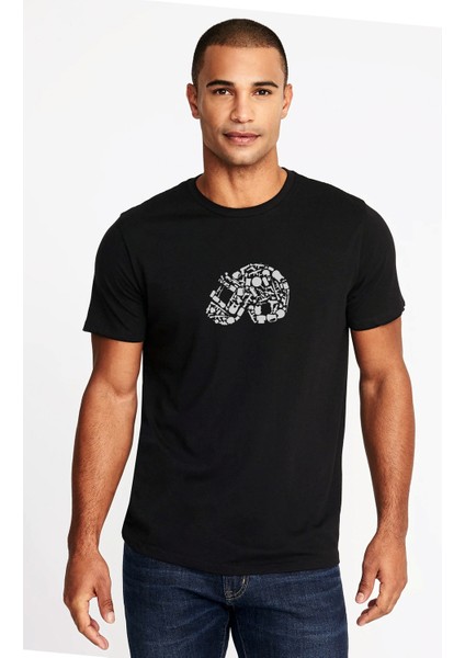 Pubg 3lvl Kask Baskılı Siyah Erkek Örme Tshirt