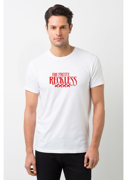 The Pretty Reckless Baskılı Beyaz Erkek Örme Tshirt