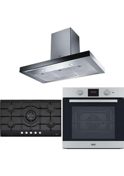 Ankastre Set (Fcr 925 Tc BK/XS/900 Black/inox Davlumbaz Fhng 905 4g Tc Bk C Black Ocak Fsl 86 H Xs Black/inox Fırın)