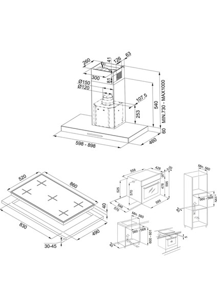 Ankastre Set (Fcr 925 Tc BK/XS/900 Black/inox Davlumbaz Fhng 905 4g Tc Bk C Black Ocak Fsl 86 H Xs Black/inox Fırın) fiyatları