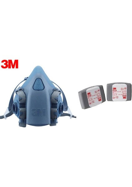 7502 Yarım Yüz Gaz Maskesi ( M )+6038 Aktif Karbonlu Filtre