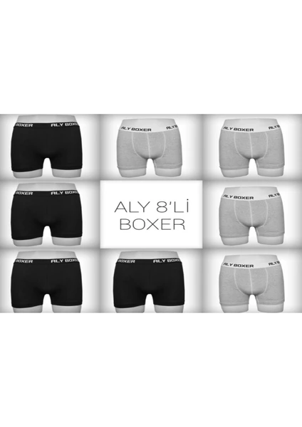 Aly Erkek Likralı Karışık 8 Li Lüx Boxer