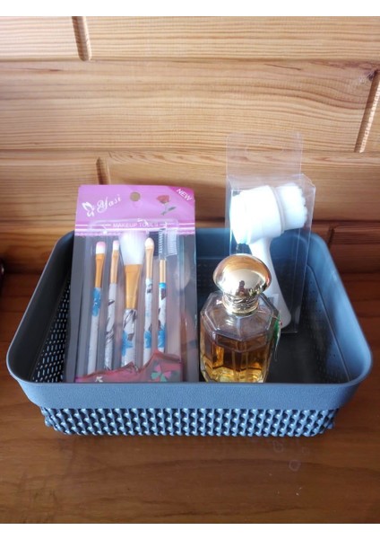 4'lü Lavabo Sıvı Katı Sabunluk Diş Macunluk Havluluk Set Gri