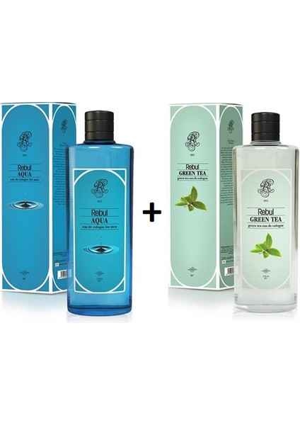Kolonya Aqua 270 ml Cam Şişe & Rebul Kolonya Green Tea 270 ml Cam Şişe