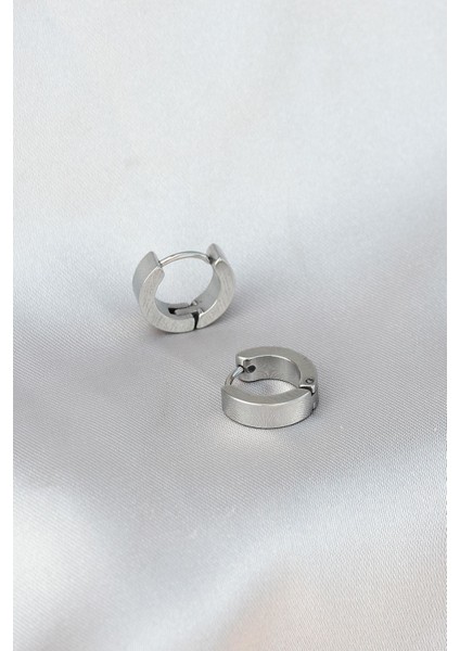 Silver Renkli Halka Model Çelik Erkek Küpe
