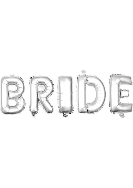 Gümüş Renkli Bride 100 cm Folyo Balon Seti