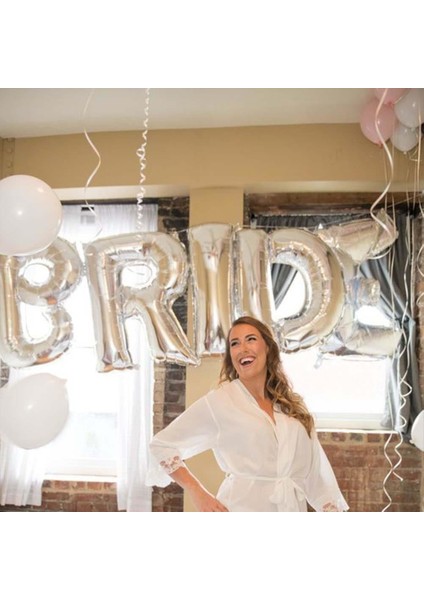 Gümüş Renkli Bride 100 cm Folyo Balon Seti fırsatları