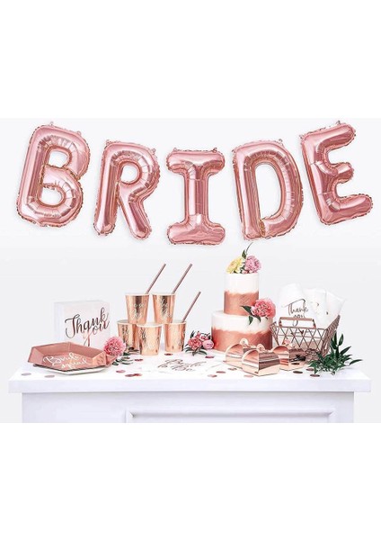 Rose Gold Renkli Bride 100 cm Folyo Balon Seti
