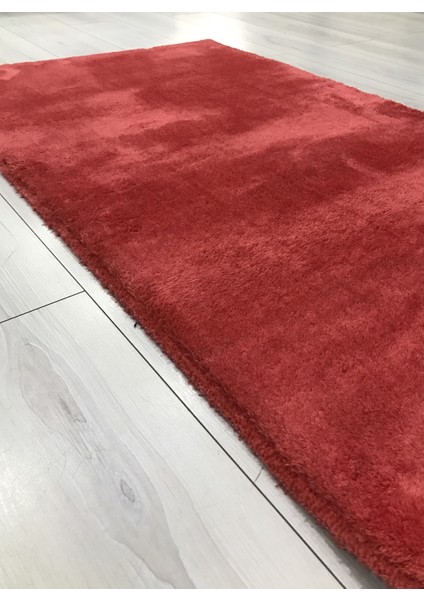 Kırmızı Pofuduk Peluş Sarar Yıkanabilir Kaymaz Taban Halı Yolluk