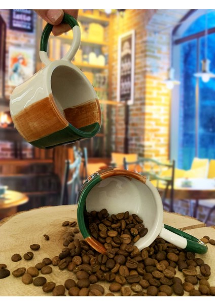 Eskitme El Yapımı Seramik Kupa Bardak