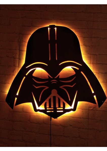 Mf Tasarım Rgb Kumandalı Starwars Darth Vader  LED Işıklı Ahşap Mdf Dekoratif Tablo 50 x 45 cm